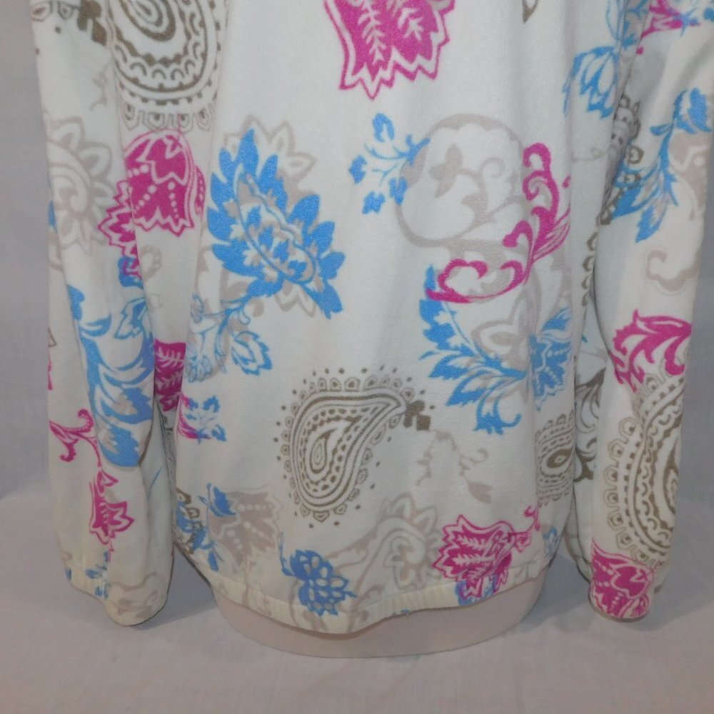 White Stag Paisley Floral Fleece Full Zip Jacket Cream Brown Pink Blue Womens L - Picture 11 of 11